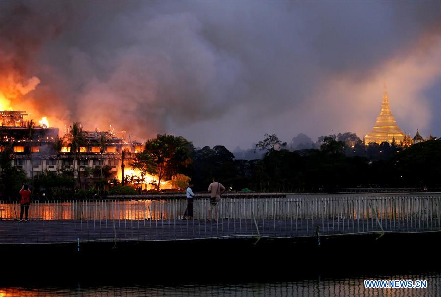 At Least 1 Injured In Lakeside Hotel Fire In Myanmar S Yangon Xinhua English News Cn