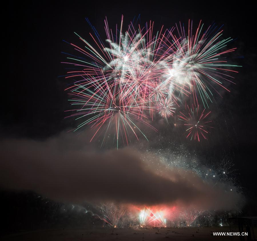 The fireworks show, dating back to 2009, gathered teams from France, Denmark, Britain and Lithuania this year.