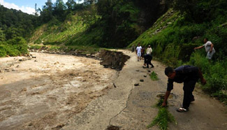 Flood damages Araniko Highway in Sindhupalchowk, Nepal
