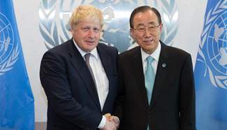 Boris Johnson meets with Ban Ki-moon at UN headquarters