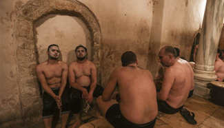 Palestinians visit traditional Turkish steam bath in Gaza