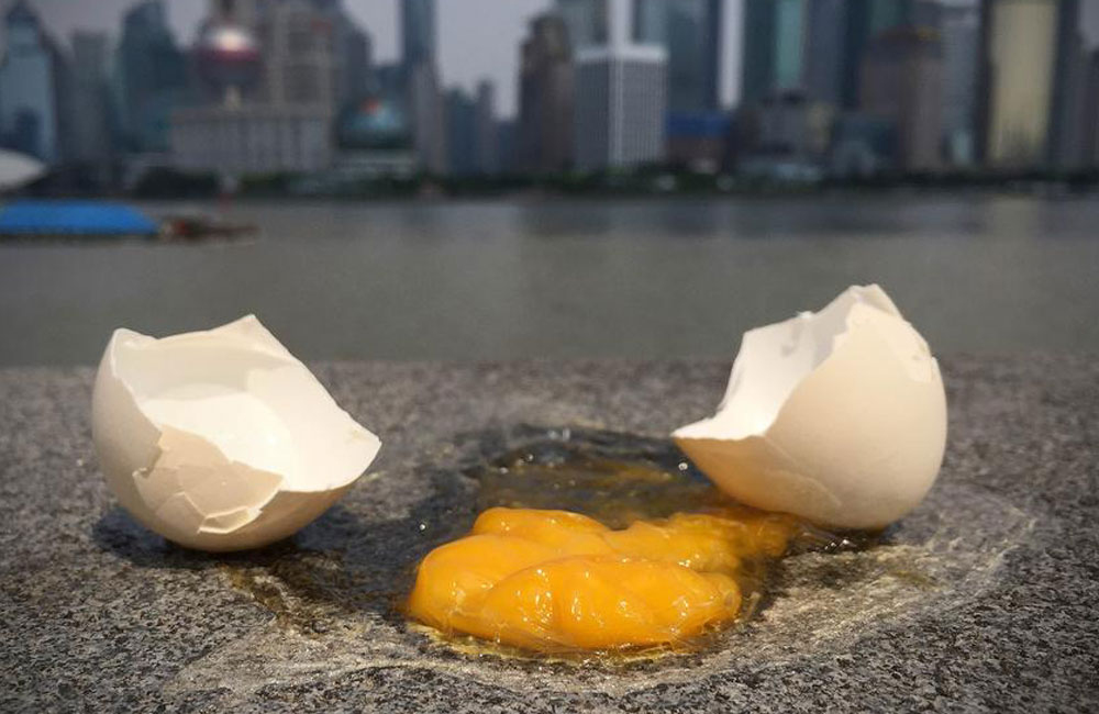 上海氣溫直逼四十度 外灘地面可煎雞蛋