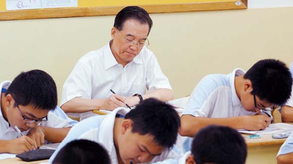 2009年9月4日，温家宝在北京市第三十五中学听课