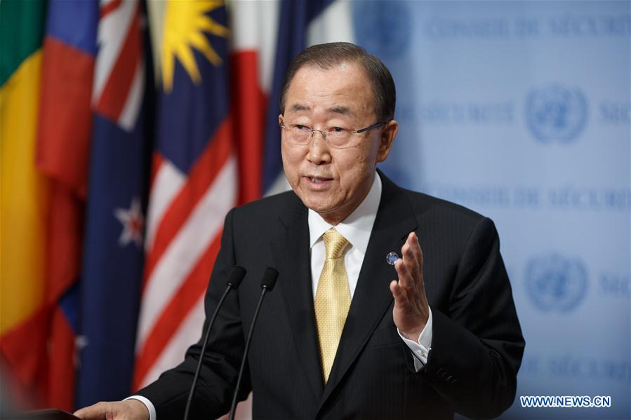 United Nations Secretary-General Ban Ki-moon speaks to journalists during a press encounter at the UN headquarters in New York, June 9, 2016.