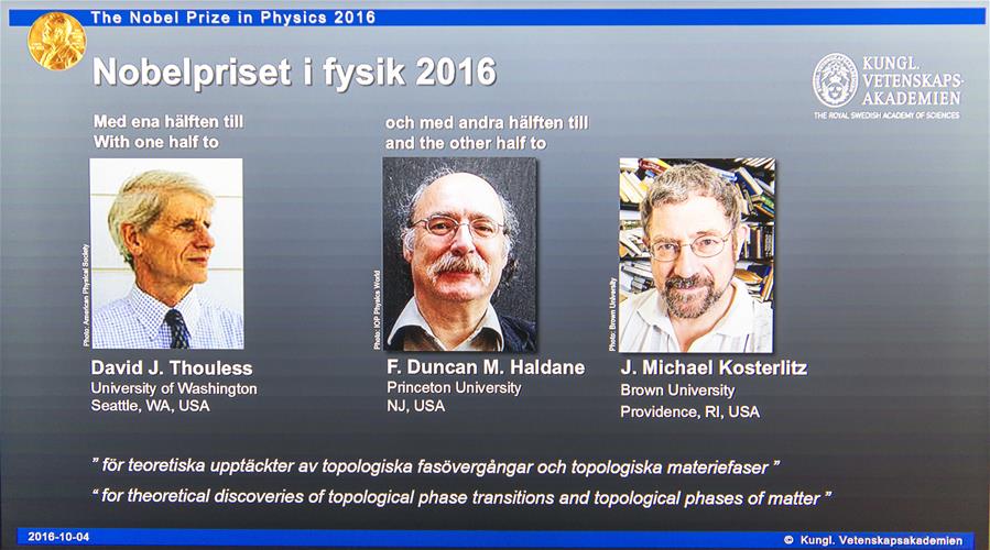 Three scientists share 2016 Nobel Prize in Physics Xinhua English