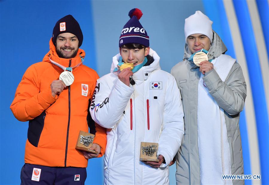 (SP)OLY-SOUTH KOREA-PYEONGCHANG-SHORT TRACK-MEN'S 1500M-MEDAL CEREMONY