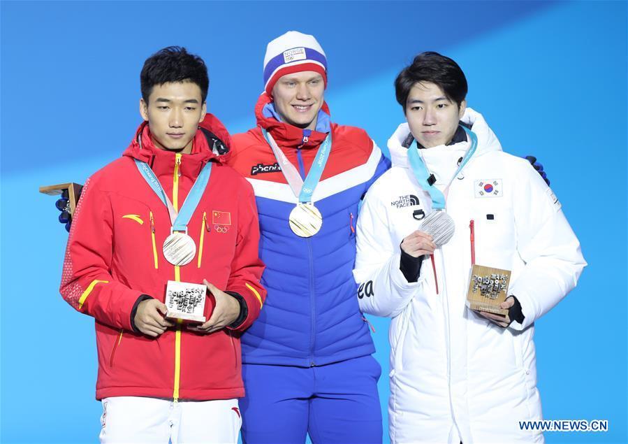 (SP)OLY-SOUTH KOREA-PYEONGCHANG-SPEED SKATING-MEN'S 500M-MEDAL CEREMONY
