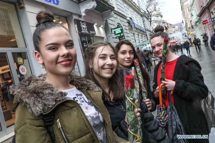 Young women pose for a photo in Sarajevo, Bosnia and Herzegovina, on March ...