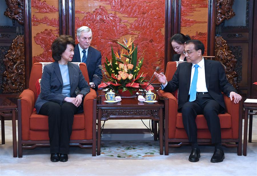 CHINA-BEIJING-LI KEQIANG-ELAINE CHAO-MEETING (CN)