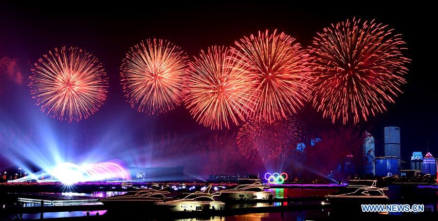 (SCO SUMMIT) CHINA-QINGDAO-SCO-LIGHTS-FIREWORKS-SHOW (CN)