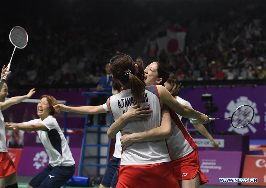 Asian Games badminton women's team final doubles match China vs. Japan