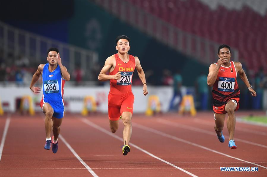 (SP)INDONESIA-JAKARTA-ASIAN GAMES-ATHLETICS-MEN'S 100M QUALIFICATION