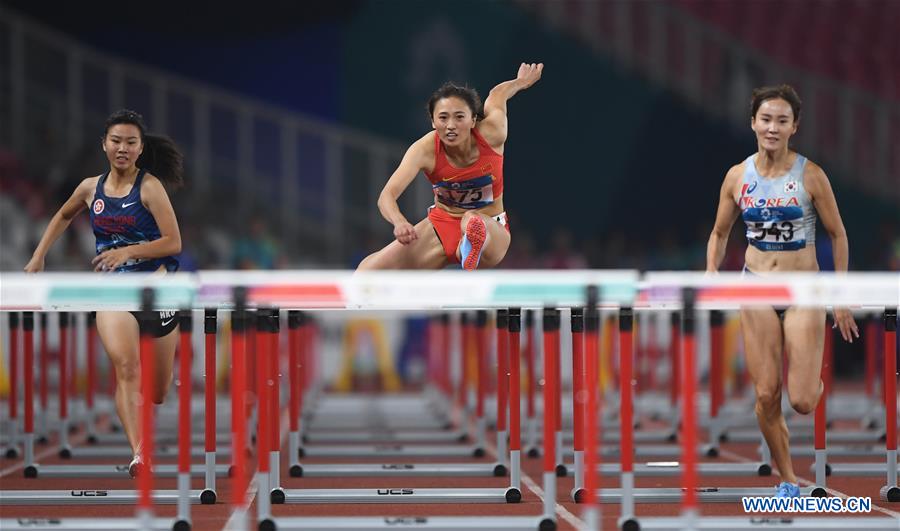 (SP)INDONESIA-JAKARTA-ASIAN GAMES-ATHLETICS-WOMEN'S 100M HURDLES QUALIFICATION