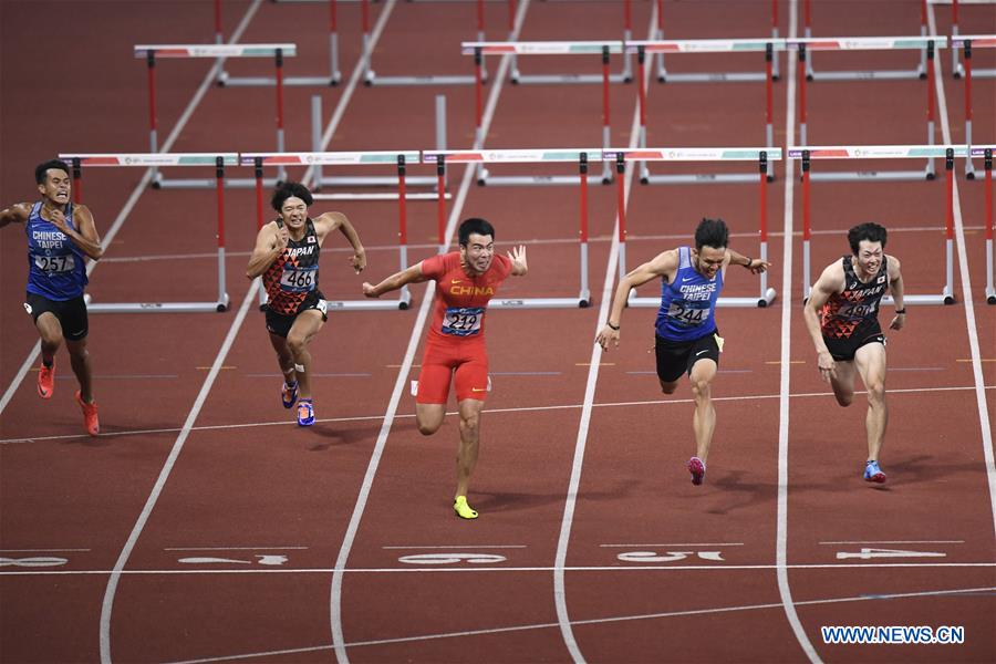 (SP)INDONESIA-JAKARTA-ASIAN GAMES-ATHLETICS-MEN'S 110M HURDLES