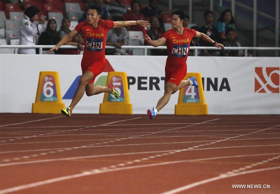 (SP)INDONESIA-JAKARTA-ASIAN GAMES-ATHLETICS-MEN'S 4X100M RELAY