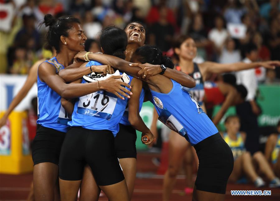 (SP)INDONESIA-JAKARTA-ASIAN GAMES-ATHLETICS-WOMEN'S 4X400M RELAY