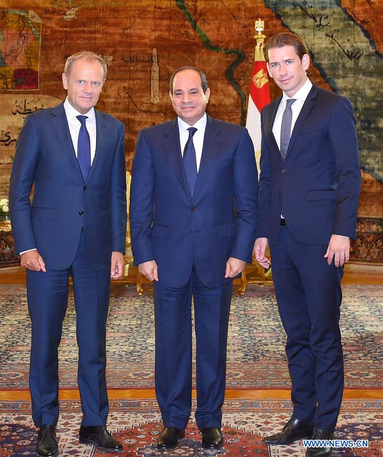 EGYPT-CAIRO-PRESIDENT-EUROPEAN COUNCIL PRESIDENT-AUSTRIAN CHANCELLOR-MEETING