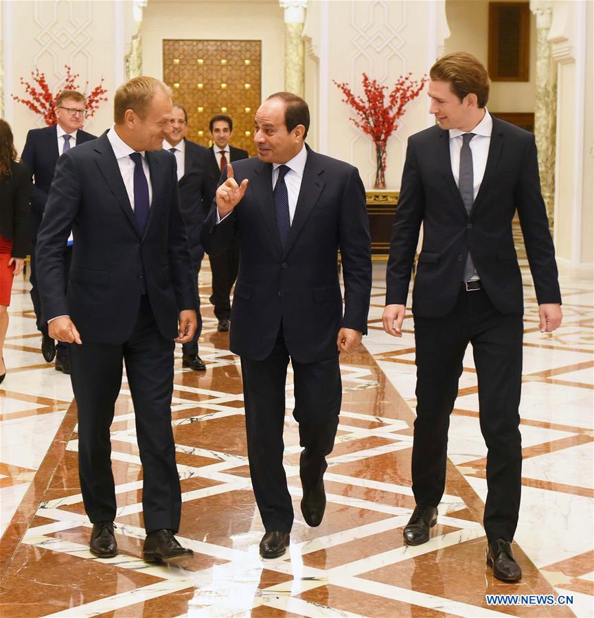 EGYPT-CAIRO-PRESIDENT-EUROPEAN COUNCIL PRESIDENT-AUSTRIAN CHANCELLOR-MEETING