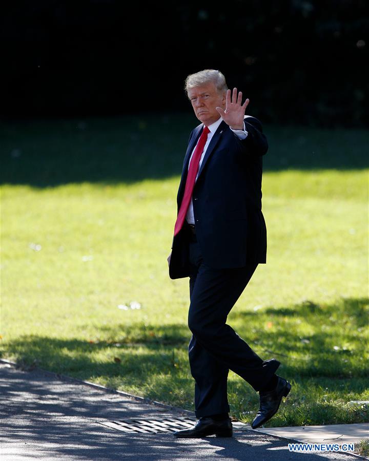 president donald trump walks on south lawn heading for marine