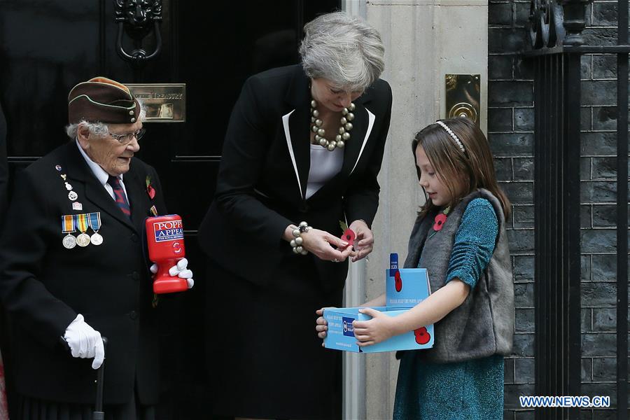 BRITAIN-LONDON-PRIME MINISTER-REMEMBRANCE POPPY