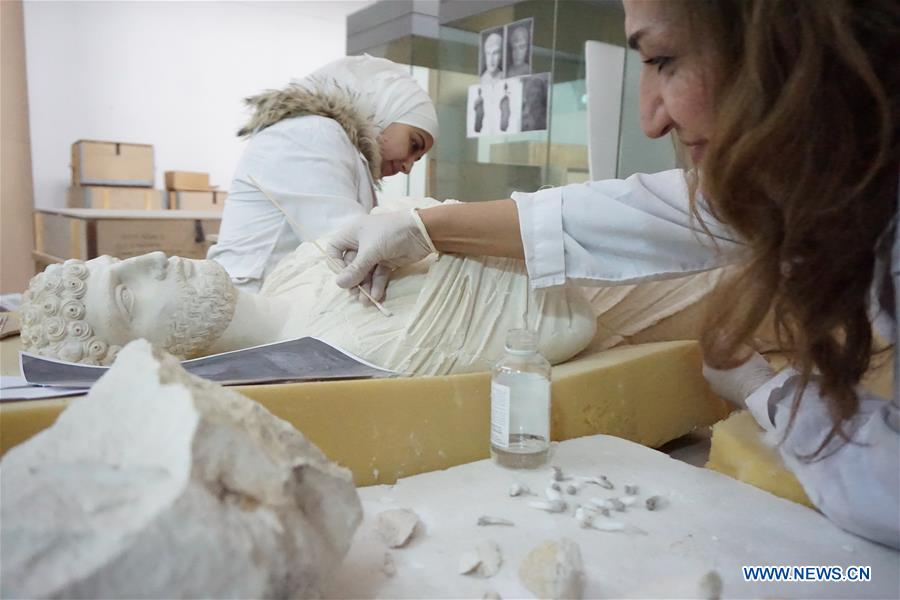 SYRIA-DAMASCUS-NATIONAL MUSEUM OF DAMASCUS-PALMYRA-ANTIQUES-RESTORATION