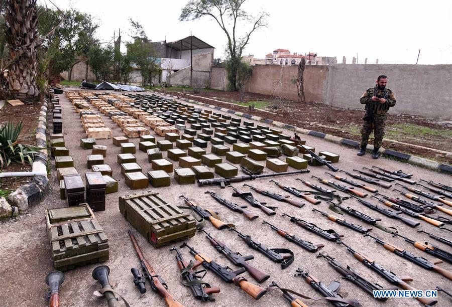 SYRIA-DARAA-CONFISCATED WEAPONS AND AMMUNITION