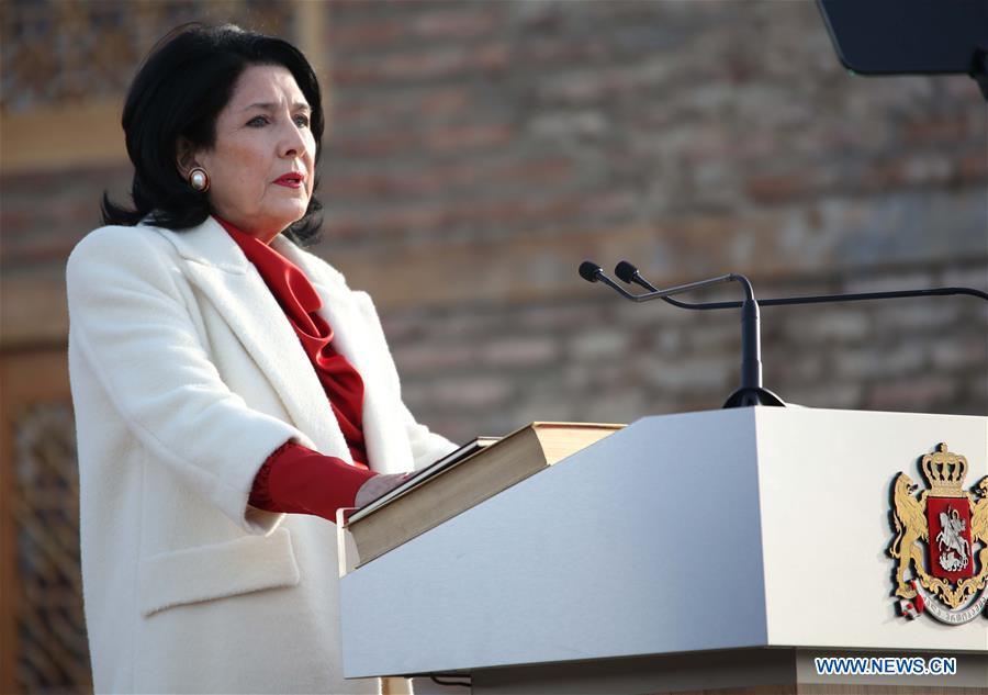 Salome Zurabishvili Sworn In As Georgias First Female President Xinhua Englishnewscn