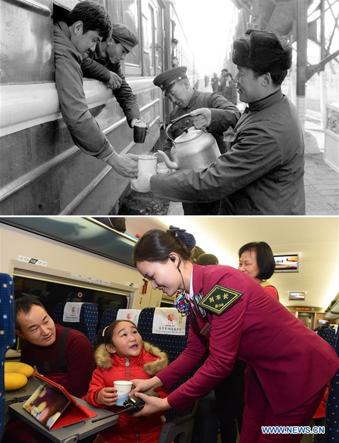 (MOMENTS FOREVER)CHINA-SPRING FESTIVAL-TRAINS-NOW AND THEN (CN)