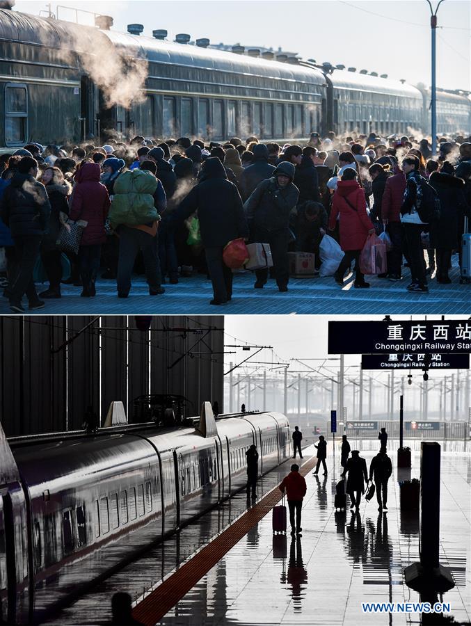 (MOMENTS FOREVER)CHINA-SPRING FESTIVAL-TRAINS-NOW AND THEN (CN)