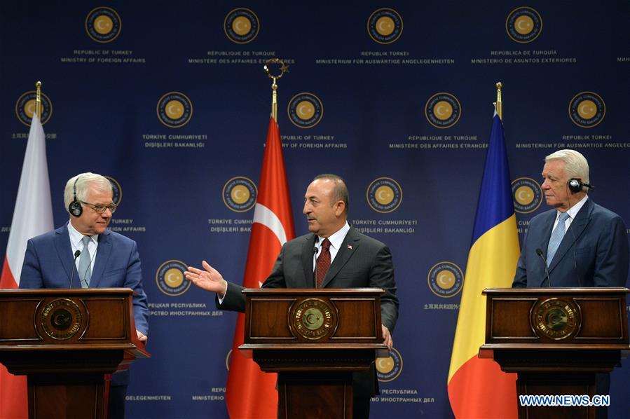 TURKEY-ANKARA-FM-ROMANIA-POLAND-FMS-MEETING