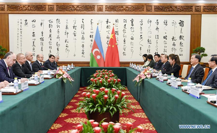 (BRF)CHINA-BEIJING-BELT AND ROAD FORUM-WANG YANG-AZERBAIJANI PRESIDENT-MEETING (CN)