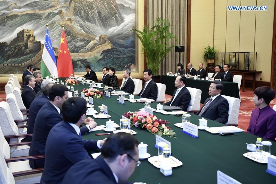 (BRF)CHINA-BEIJING-LI ZHANSHU-UZBEK PRESIDENT-MEETING (CN)