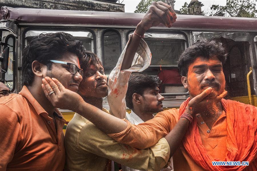 INDIA-KOLKATA-ELECTION-BJP-CELEBRATION