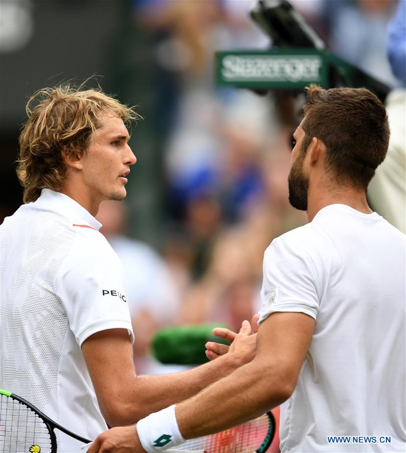 In pics Wimbledon Open men's singles 1st round match Xinhua