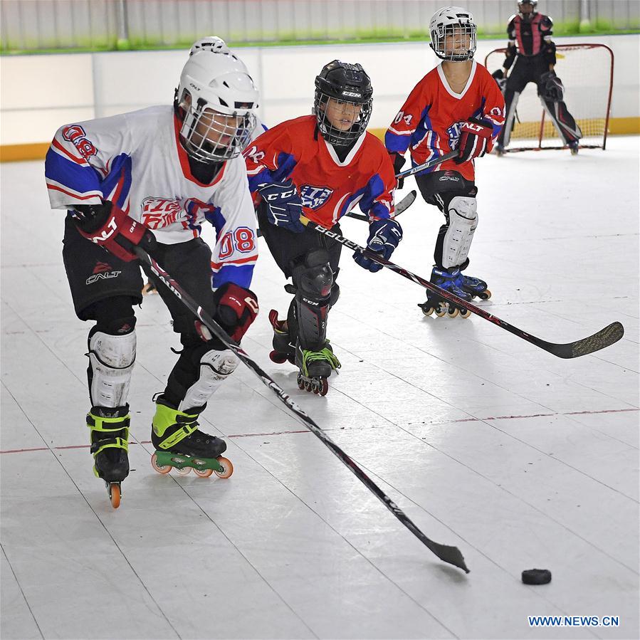 (SP)CHINA-JIANGXI-TEENAGE-ROLLER HOCKEY-ICE HOCKEY