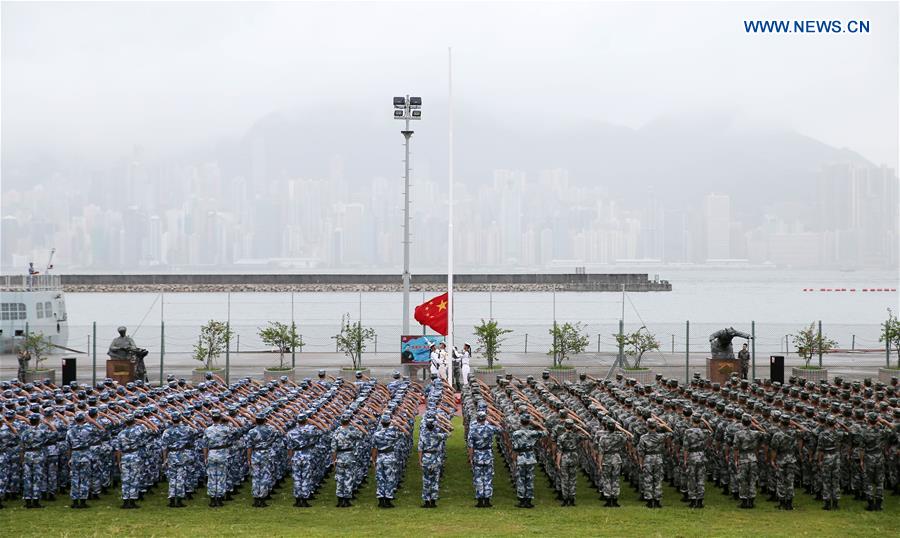 CHINA-HONG KONG-PLA GARRISON-NATIONAL FLAG-RAISING CEREMONY (CN)