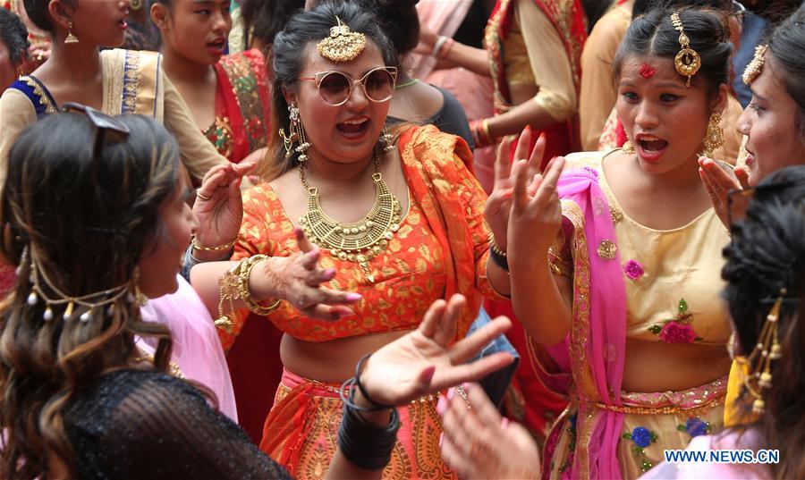 Nepali Women Celebrate Teej Festival In Kathmandu Xinhua English News Cn