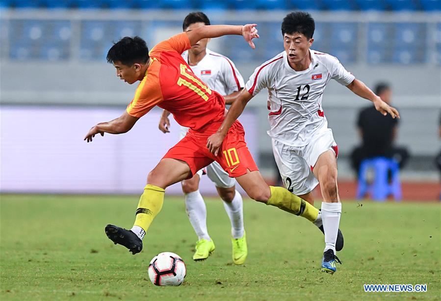 (SP)CHINA-HUANGSHI-FOOTBALL-CFA TEAM CHINA INTERNATIONAL FRIENDLY MATCH-CHN VS DPRK