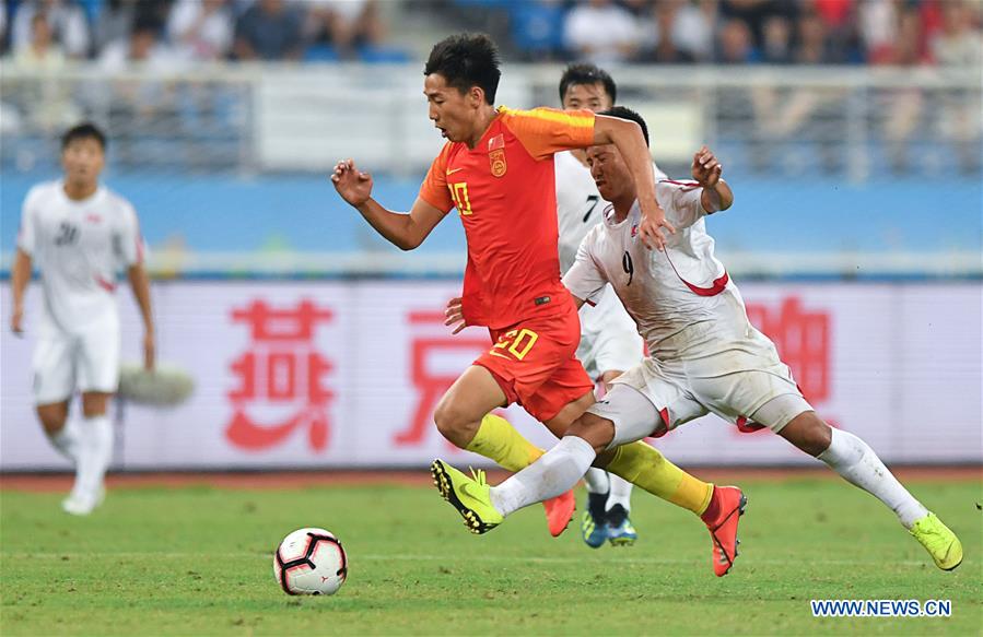 (SP)CHINA-HUANGSHI-FOOTBALL-CFA TEAM CHINA INTERNATIONAL FRIENDLY MATCH-CHN VS DPRK