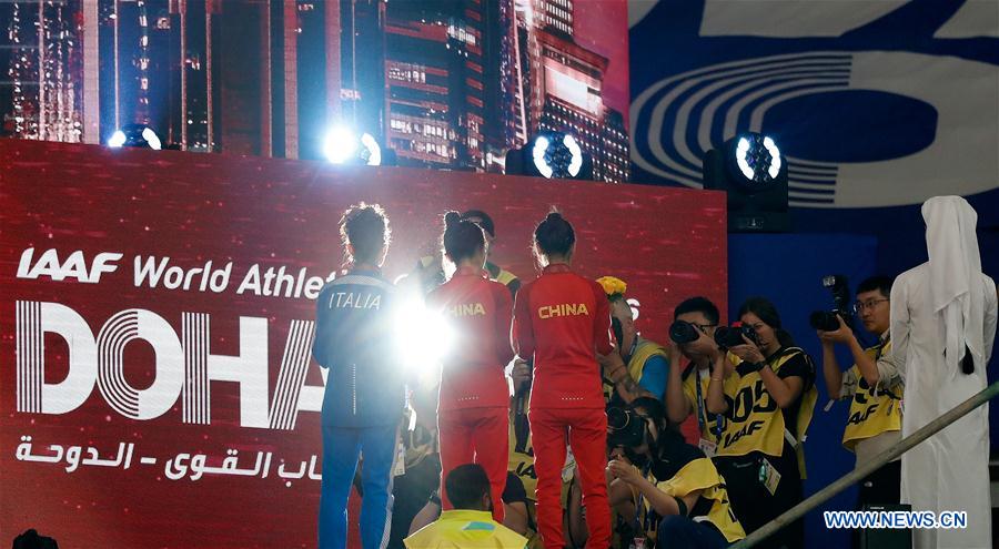 (SP)QATAR-DOHA-IAAF WORLD ATHLETICS CHAMPIONSHIPS-WOMEN'S 50KM RACE WALK-AWARDING CEREMONY