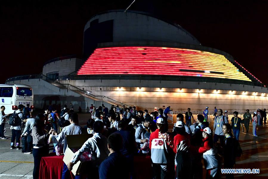 (PRC70Years)CHINA-BEIJING-NATIONAL DAY-CELEBRATIONS-JOURNALISTS-PREPARATION (CN)