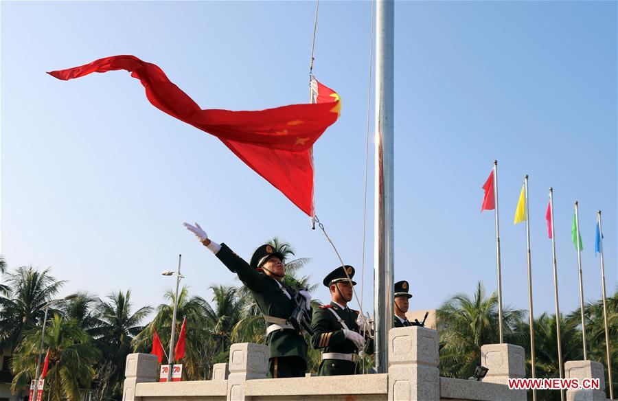 (PRC70Years)CHINA-HAINAN-SANSHA-NATIONAL DAY-FLAG RAISING CEREMONY (CN)