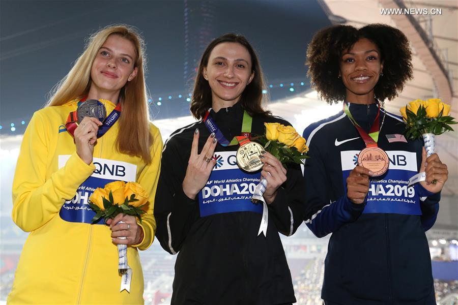 (SP)QATAR-DOHA-IAAF WORLD ATHLETICS CHAMPIONSHIPS-WOMEN'S HIGH JUMP-AWARDING CEREMONY