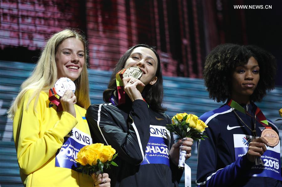 (SP)QATAR-DOHA-IAAF WORLD ATHLETICS CHAMPIONSHIPS-WOMEN'S HIGH JUMP-AWARDING CEREMONY