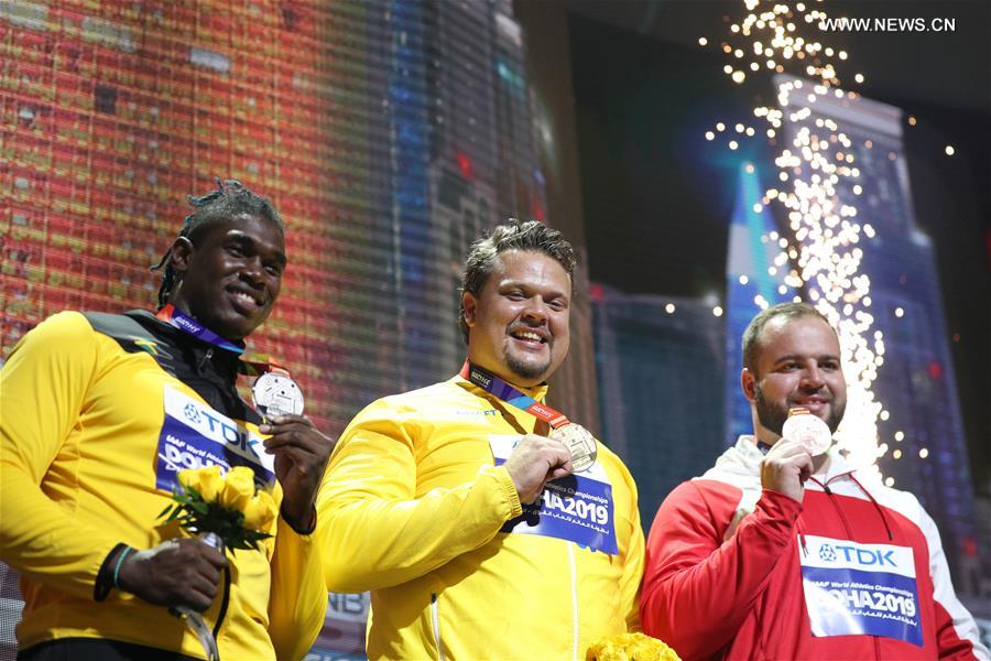 (SP)QATAR-DOHA-IAAF WORLD ATHLETICS CHAMPIONSHIPS-MEN'S DISCUS THROW-AWARDING CEREMONY