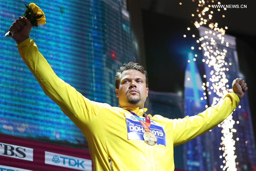 (SP)QATAR-DOHA-IAAF WORLD ATHLETICS CHAMPIONSHIPS-MEN'S DISCUS THROW-AWARDING CEREMONY