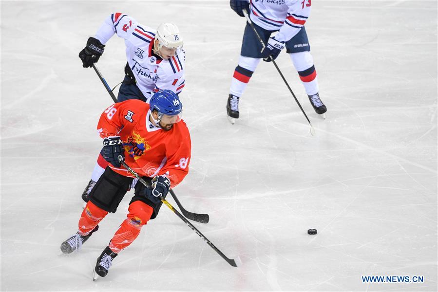 (SP)CHINA-JILIN-ICE HOCKEY-SILK ROAD SUPREME HOCKEY LEAGUE-TSEN TOU VS GORKY