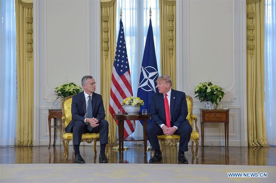 BRITAIN-LONDON-NATO SUMMIT-DONALD TRUMP-JENS STOLTENBERG-MEETING