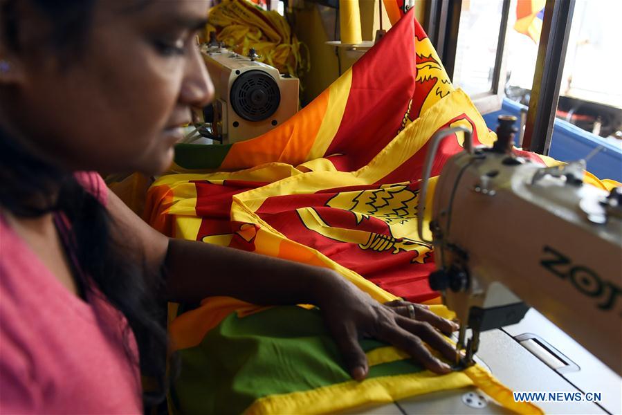 SRI LANKA-COLOMBO-NATIONAL DAY-FLAGS