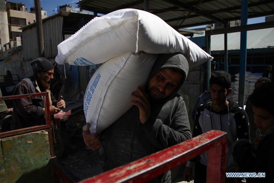 MIDEAST-GAZA CITY-UNRWA-FOOD-DISTRIBUTION